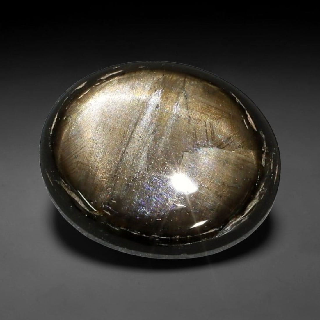 2.27ct Natural Siamese 6-Ray Black Star Sapphire Loose Gemstone, 66BX: This polished star sapphire originates from classic Siamese mining deposits, featuring a deep dark crystalline base with fine native mineral traces trapped within its structure, sized at calibrated 8x