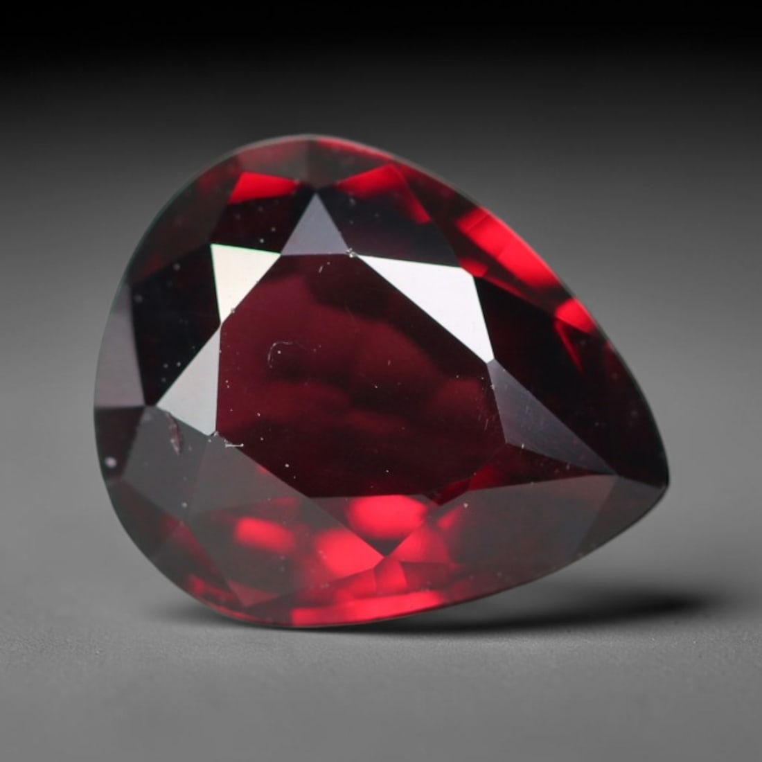 3.69ct Natural Mozambican Deep Crimson Red Faceted Almandine Garnet Loose Gemstone, 32BC: This meticulously faceted garnet features a dense, rich red crystalline body dotted with subtle micro mineral inclusions scattered evenly throughout its transparent interior, precision-cut reflective 
