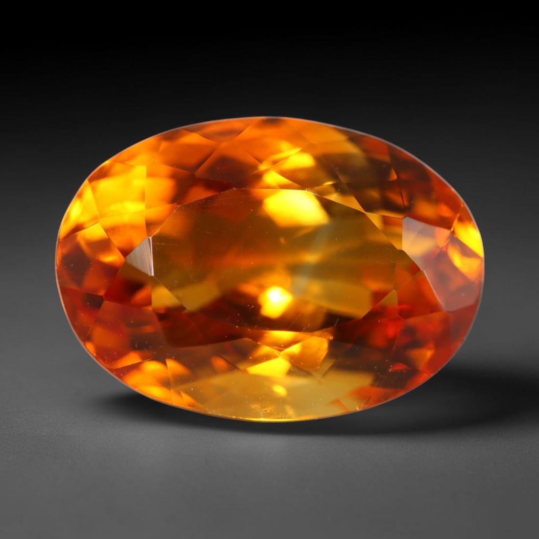 6.91ct Natural Brazilian Madeira Citrine Oval Faceted Loose Gemstone, 93BZ: This expertly cut oval faceted gemstone is natural Madeira citrine sourced from Brazil. It exhibits rich, saturated deep golden-orange tone characteristic of premium Madeira citrine, with crisp facets