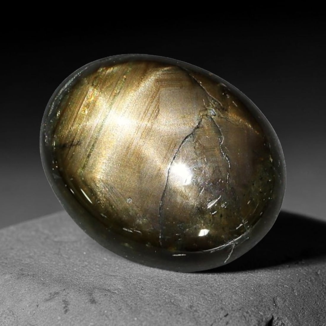 2.25ct Natural Siamese 6-Ray Black Star Sapphire Loose Gemstone, 72BX: This polished star sapphire originates from classic Siamese mining deposits, featuring a deep dark crystalline base with fine native mineral traces trapped within its structure, sized at calibrated 8x