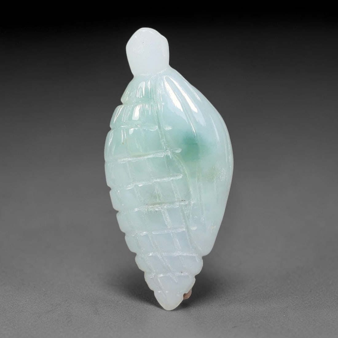 Natural Burmese Type A Jadeite Jade Hand Carved Pendant, 5BS: Artisan hand-carved untreated Burmese Type A jadeite jade pendant measuring 30x13 mm. Carefully sculpted with detailed relief craftsmanship and finished with a smooth glossy polish. Authentic Type A j