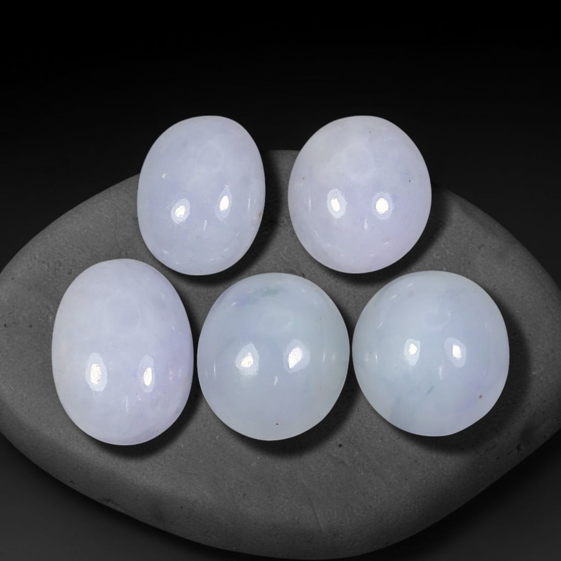 31.46ct Natural Burmese Type A Lavender Jadeite Jade Cabochon Loose Gemstone, 50FJ: This natural Burmese Type A jadeite jade cabochon lot displays soft lavender tone with well polished surfaces. Dimensions measure 14x10x5mm, sourced from Myanmar, these polished cabochons present grea