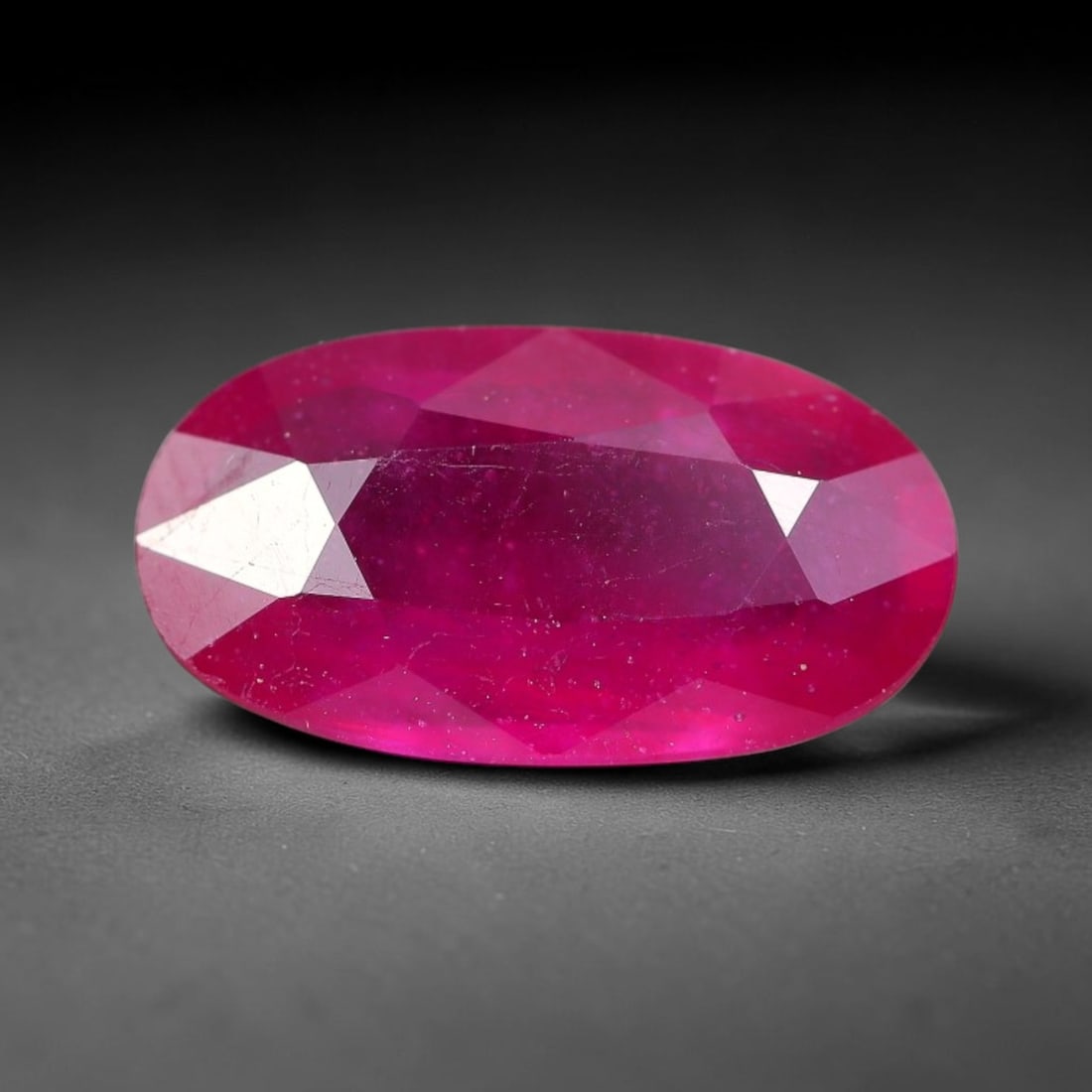 2.60 Carats Natural Madagascar Vivid Fuchsia Red Heated Ruby Loose Gemstone, 53FM: This vivid fuchsia red Madagascar ruby displays rich saturated red tone with subtle natural internal mineral traces that showcase genuine earth-grown character, measured at 11.4x6.2x3.6mm, the intense