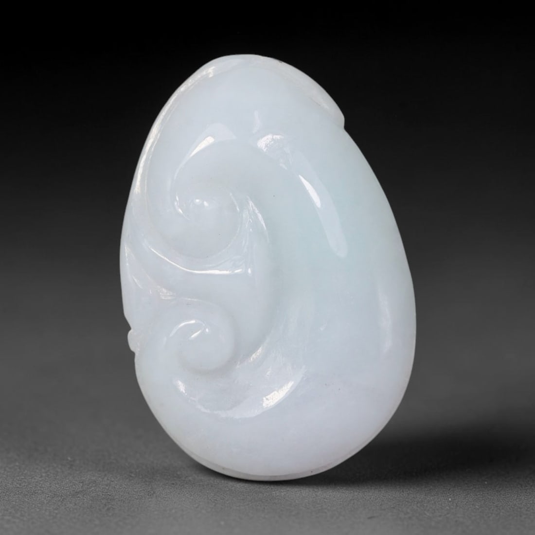 Natural Burmese Type A Jadeite Jade Hand Carved Pendant, 6BQ: Artisan hand-carved untreated Burmese Type A jadeite jade pendant measuring 26x17 mm. Carefully sculpted with detailed relief craftsmanship and finished with a smooth glossy polish. Authentic Type A j