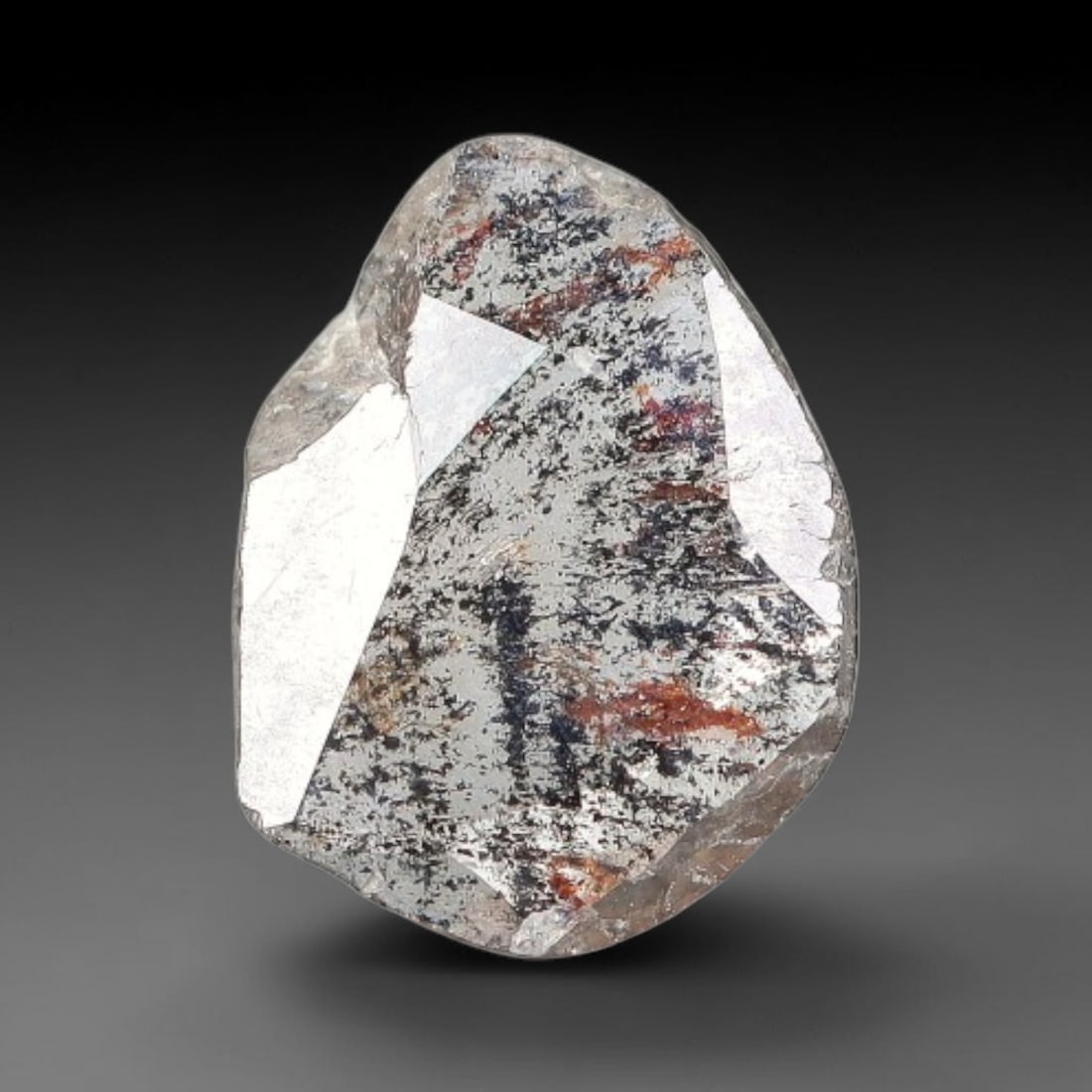 0.29ct Natural Fancy Diamond Slice, Hand Rose Cut with Pictorial Inclusions Loose Gemstone, 70BG: This unique natural diamond slice features a delicate hand-executed rose cut surface, showcasing captivating pictorial mineral inclusions trapped within the diamond matrix. Measuring 6.9x5.1x0.7mm, th