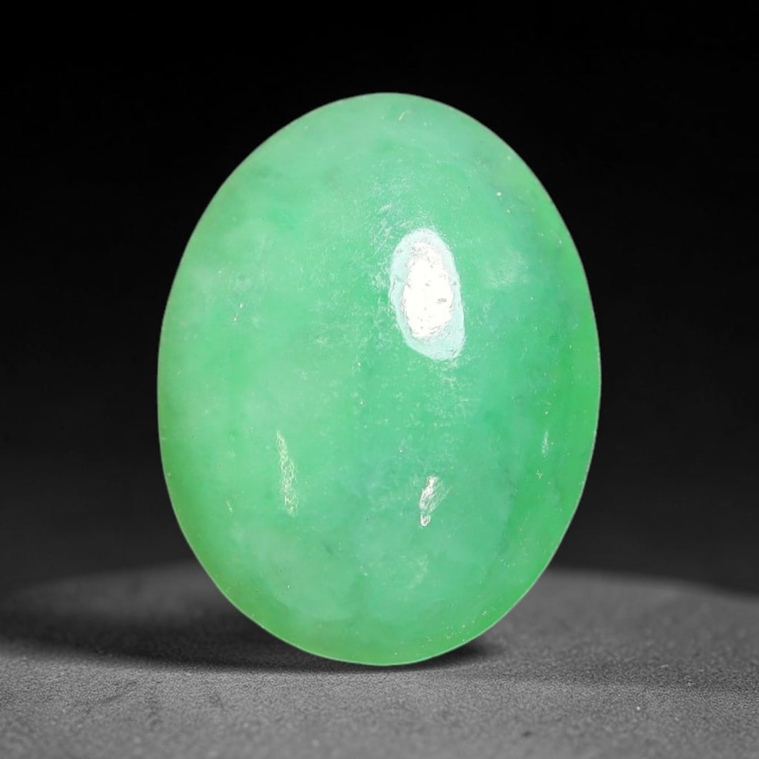 2.57ct Natural Burmese Type A Apple Green Jadeite Jade Cabochon Loose Gemstone, 73BT: This single loose natural Burmese Type A jadeite jade cabochon with exact dimensions of 10.8x8.3x3.5mm. It is completely untreated, free of artificial dye, bleaching, or resin filling, preserving the 