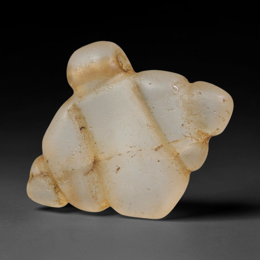 Ancient Medieval Coptic Christian Egyptian Culture Rock Crystal Amulet (300-1000 CE), 30EG: This antique rock crystal amulet originates from Coptic Christian Egyptian Culture, a region with a long-standing tradition of crafting translucent hardstone talismans for devotional and funerary use.