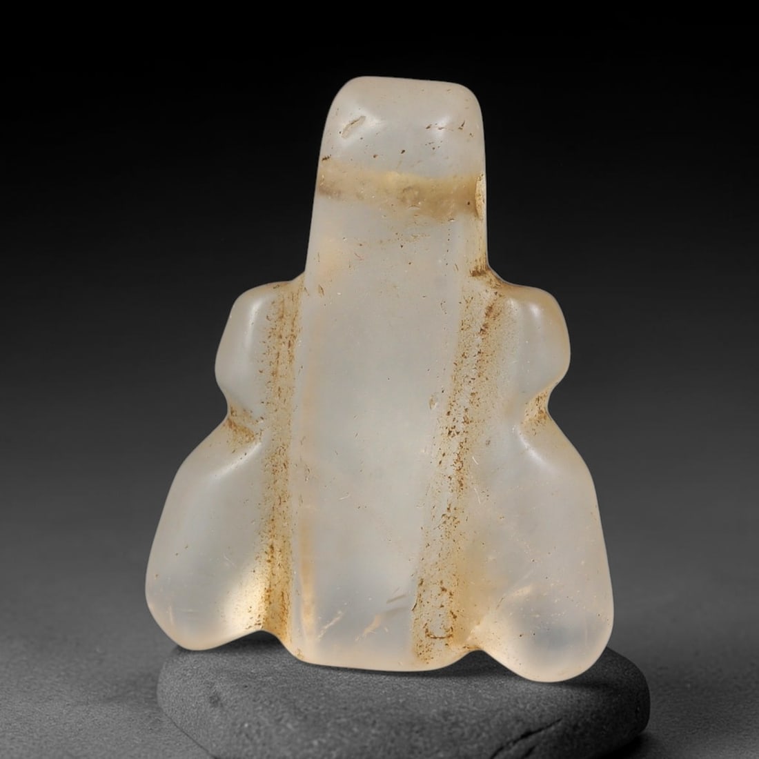Ancient Medieval Coptic Christian Egyptian Culture Rock Crystal Amulet (300-1000 CE), 31EG: This antique rock crystal amulet originates from Coptic Christian Egyptian Culture, a region with a long-standing tradition of crafting translucent hardstone talismans for devotional and funerary use.