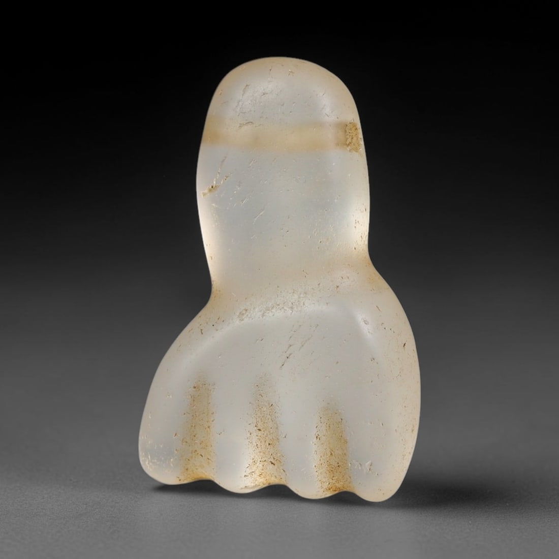 Ancient Medieval Coptic Christian Egyptian Culture Rock Crystal Amulet (300-1000 CE), 56EG: This antique rock crystal amulet originates from Coptic Christian Egyptian Culture, a region with a long-standing tradition of crafting translucent hardstone talismans for devotional and funerary use.