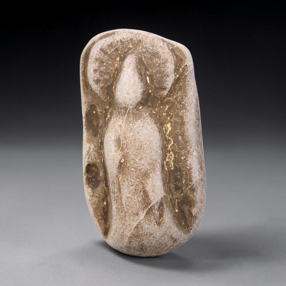 Antique Japanese Edo Period Stone Amulet (1603-1868 CE), 55EJ: This antique stone amulet originates from Japanese Edo Period cultural tradition, created as a devotional wearable object for personal spiritual purpose. The stone shows natural textural variation, ag
