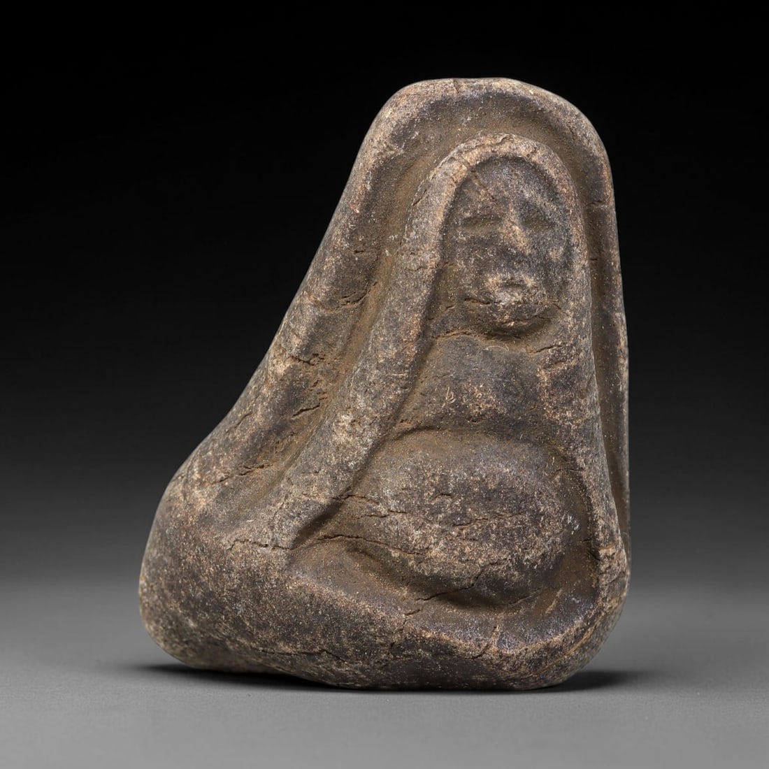 Antique Japanese Edo Period Stone Amulet (1603-1868 CE), 34EJ: This antique stone amulet originates from Japanese Edo Period cultural tradition, created as a devotional wearable object for personal spiritual purpose. The stone shows natural textural variation, ag