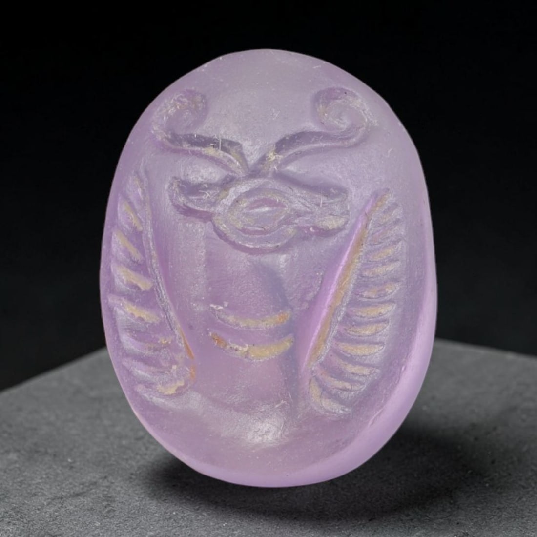 Ancient Sasanian Persian Amethyst Intaglio Seal (224-651 CE), 6EJ: This antique amethyst intaglio seal originates from the Sasanian Persian Empire, produced as a protective talisman and personal sealing piece reflecting late antique Persian symbolic zoomorphic iconog