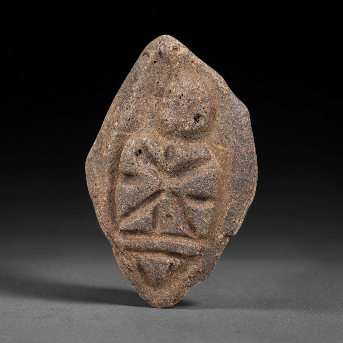 Antique Japanese Edo Period Stone Amulet (1603-1868 CE), 48EJ: This antique stone amulet originates from Japanese Edo Period cultural tradition, created as a devotional wearable object for personal spiritual purpose. The stone shows natural textural variation, ag