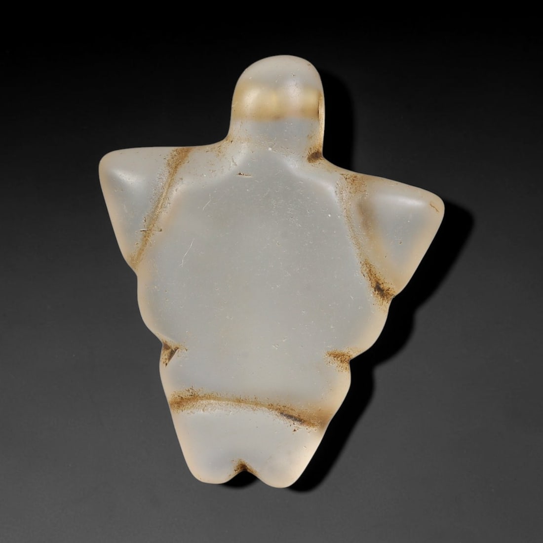 Ancient Medieval Coptic Christian Egyptian Culture Rock Crystal Amulet (300-1000 CE), 24EG: This antique rock crystal amulet originates from Coptic Christian Egyptian Culture, a region with a long-standing tradition of crafting translucent hardstone talismans for devotional and funerary use.