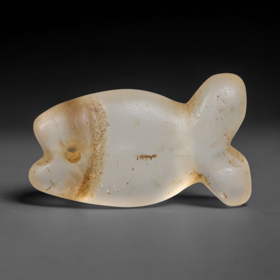 Ancient Medieval Coptic Christian Egyptian Culture Rock Crystal Amulet (300-1000 CE), 43EG: This antique rock crystal amulet originates from Coptic Christian Egyptian Culture, a region with a long-standing tradition of crafting translucent hardstone talismans for devotional and funerary use.