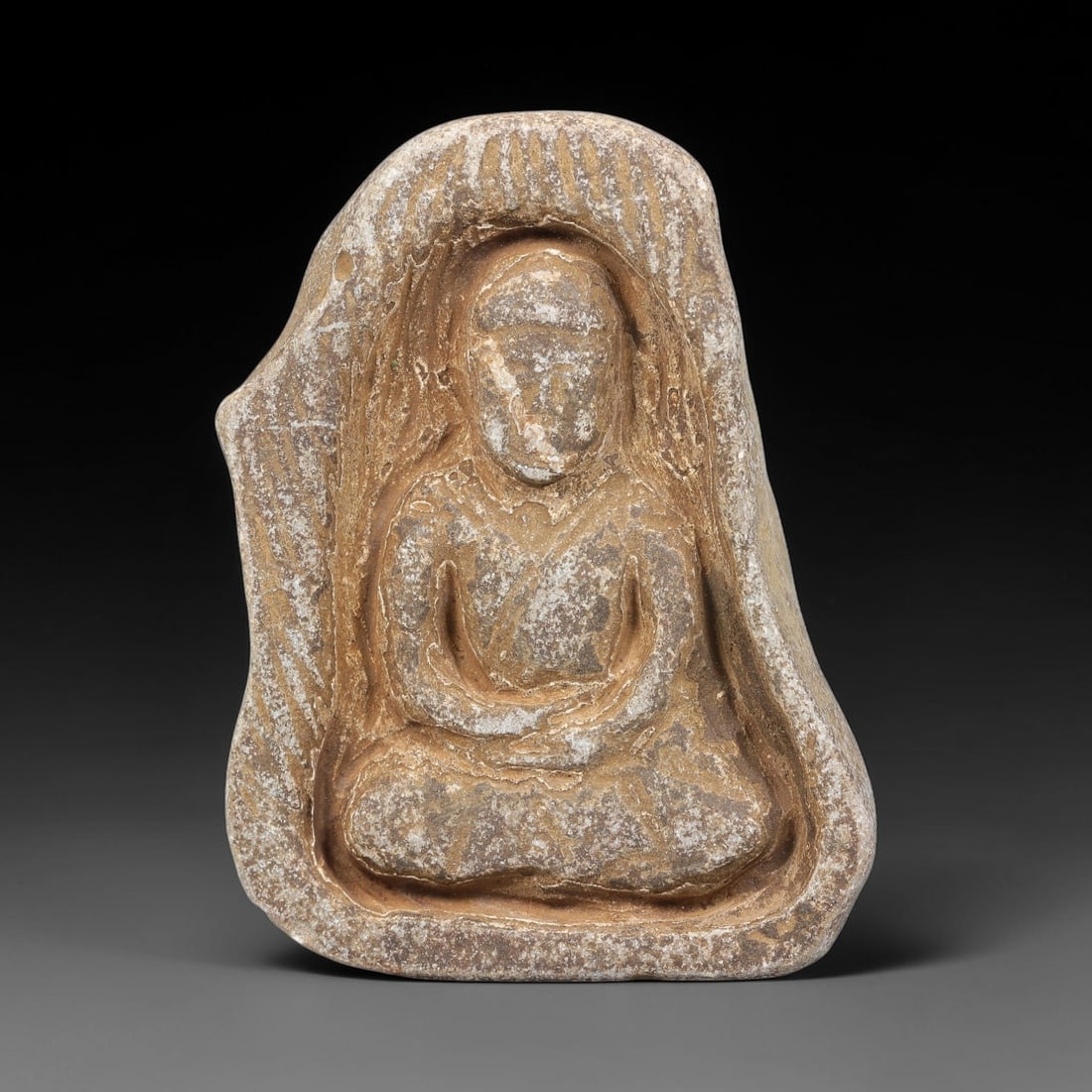Antique Japanese Edo Period Stone Amulet (1603-1868 CE), 59EJ: This antique stone amulet originates from Japanese Edo Period cultural tradition, created as a devotional wearable object for personal spiritual purpose. The stone shows natural textural variation, ag