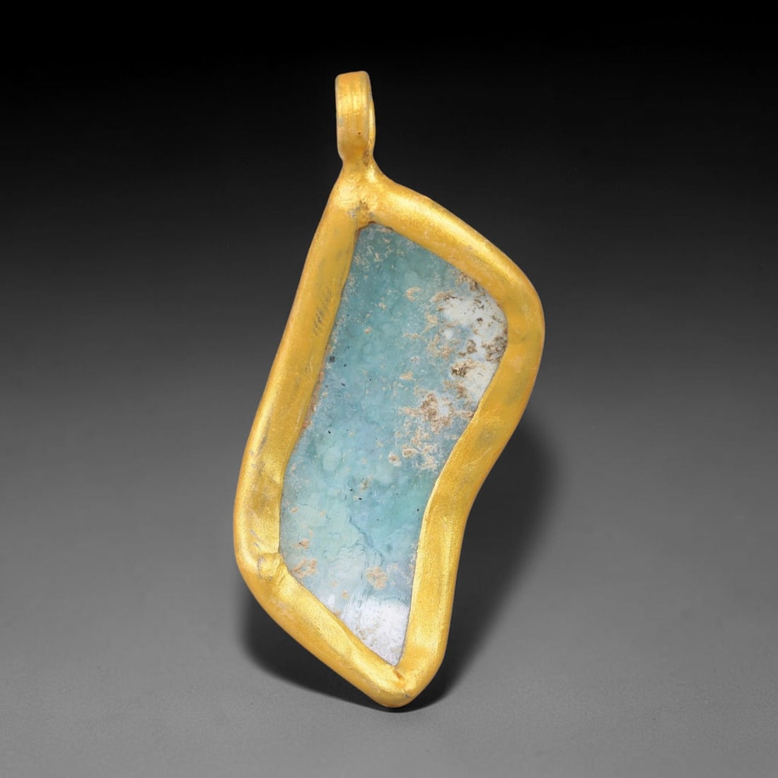 Ancient Roman Glass Slag in Modern Gilt-Edge Pendant, 21EH (1 of 1)