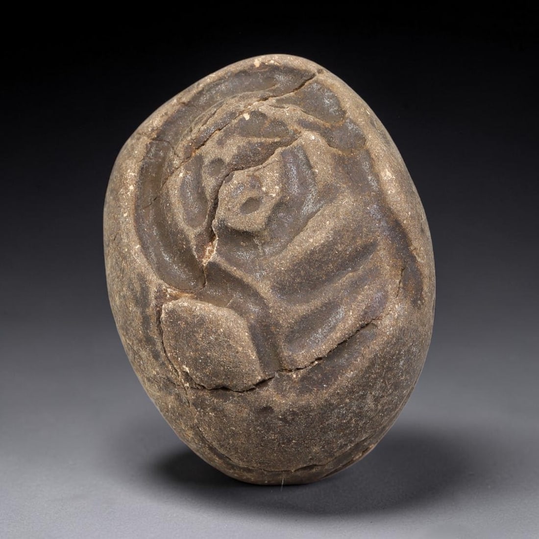 Antique Japanese Edo Period Stone Amulet (1603-1868 CE), 37EJ: This antique stone amulet originates from Japanese Edo Period cultural tradition, created as a devotional wearable object for personal spiritual purpose. The stone shows natural textural variation, ag