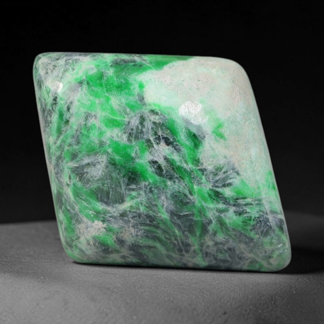 13ct Natural Burmese Type A Jadeite Jade Cabochon, 88EH: This single loose natural Burmese Type A jadeite jade cabochon, fully untreated with no dyeing, bleaching or resin impregnation, this genuine Type A jade retains its all-natural crystalline structure 