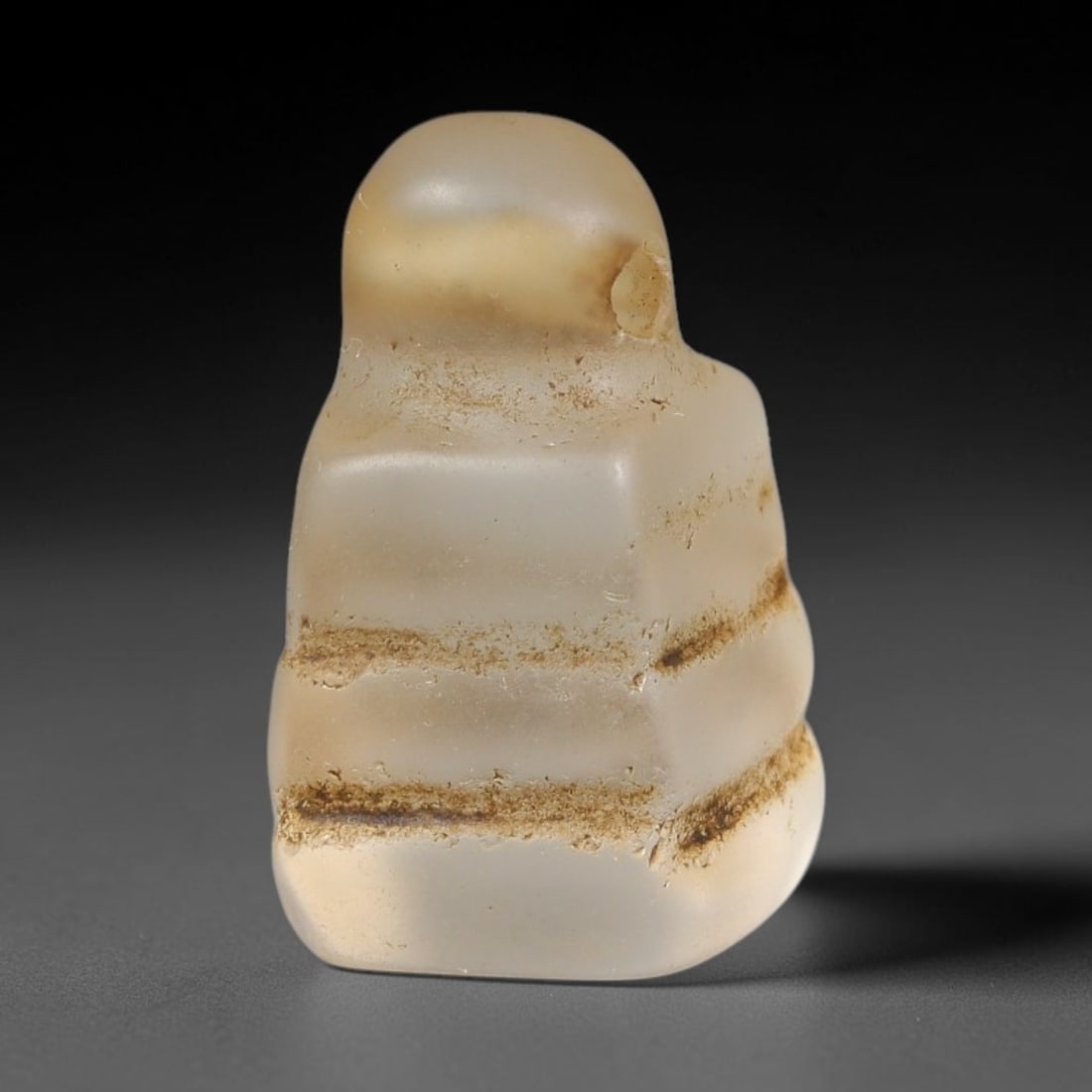 Ancient Medieval Coptic Christian Egyptian Culture Rock Crystal Amulet (300-1000 CE), 57EG: This antique rock crystal amulet originates from Coptic Christian Egyptian Culture, a region with a long-standing tradition of crafting translucent hardstone talismans for devotional and funerary use.