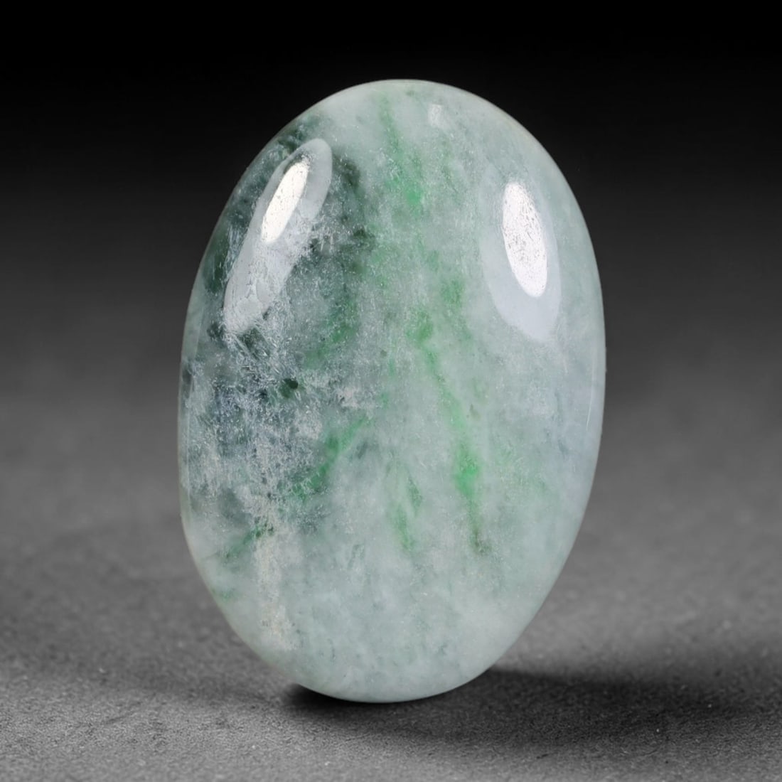 17.90ct Natural Burmese Type A Jadeite Jade Cabochon, 39AL: This single loose natural Burmese Type A jadeite jade cabochon, fully untreated with no dyeing, bleaching or resin impregnation, this genuine Type A jade retains its all-natural crystalline structure 