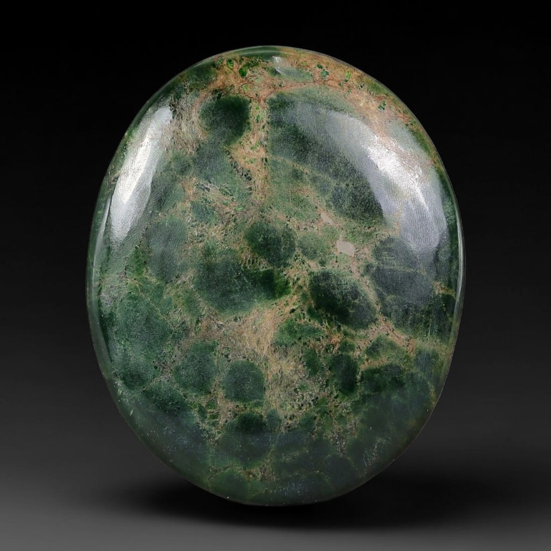 19.07ct Natural Burmese Type A Jadeite Jade Cabochon, 34FB: This single loose natural Burmese Type A jadeite jade cabochon, fully untreated with no dyeing, bleaching or resin impregnation, this genuine Type A jade retains its all-natural crystalline structure 