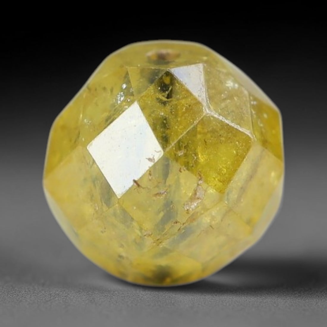 0.41ct Natural Fancy Faceted Diamond Bead Loose Gemstone, 86BE: This fully polished natural fancy diamond bead features warm pale yellowish crystalline body tone with abundant native mineral inclusions captured within its structure, measured at calibrated dimensio