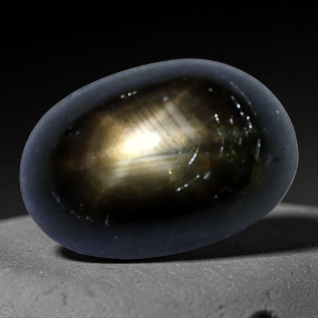 1.50ct Natural Siamese 6-Ray Black Star Sapphire Loose Gemstone, 14BD: This polished star sapphire originates from classic Siamese mining deposits, featuring a deep dark crystalline base with fine native mineral traces trapped within its structure, sized at calibrated 7.