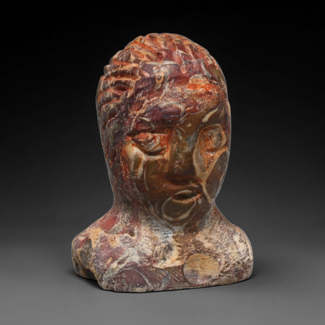 Ancient Near Eastern Fossil Stone Human Bust Amulet, 33ED (1 of 1)