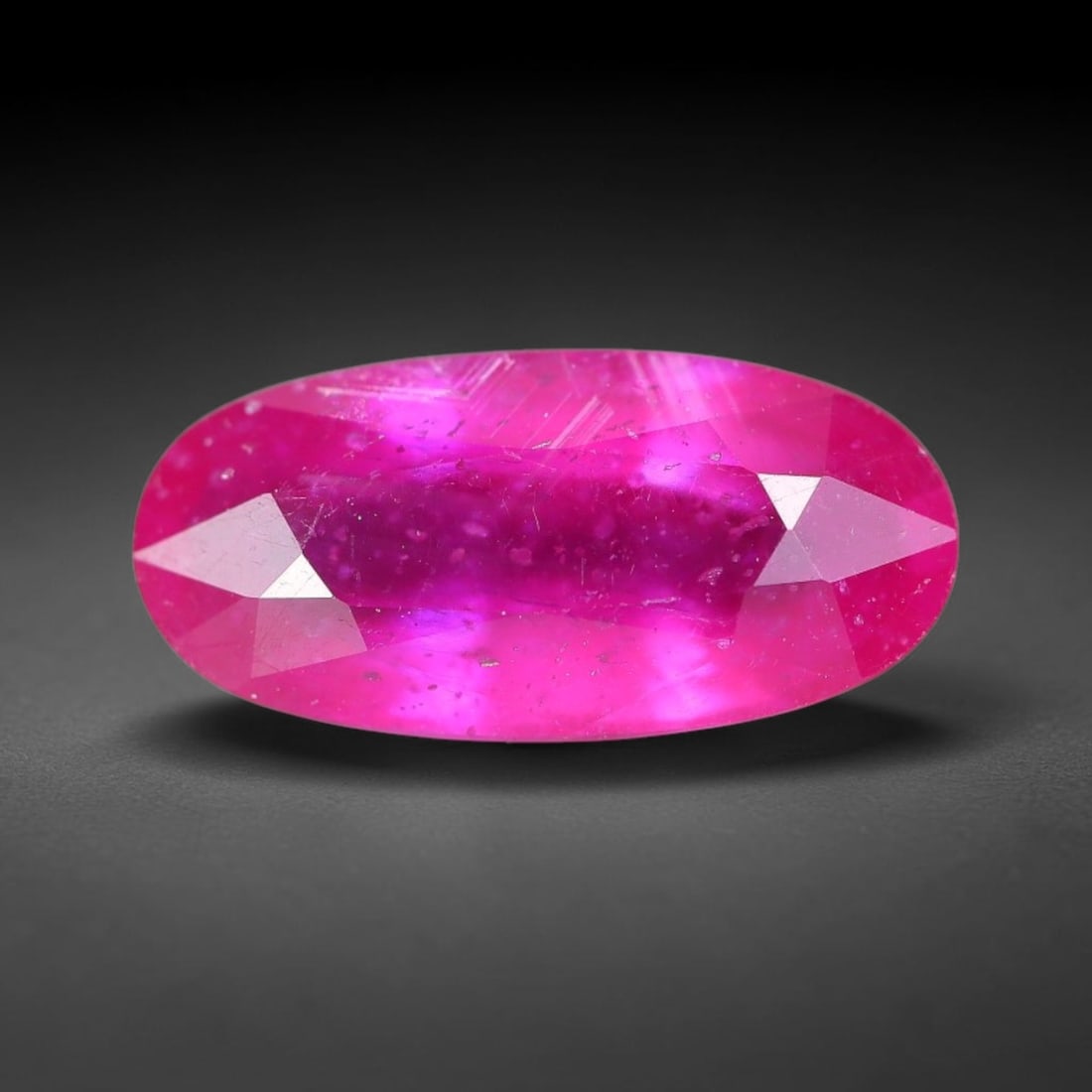 3.06 Carats Natural Madagascar Vivid Fuchsia Red Heated Ruby Loose Gemstone, 25FM: This vivid fuchsia red Madagascar ruby displays rich saturated red tone with subtle natural internal mineral traces that showcase genuine earth-grown character, measured at 12.6x6x4.2mm, the intense w