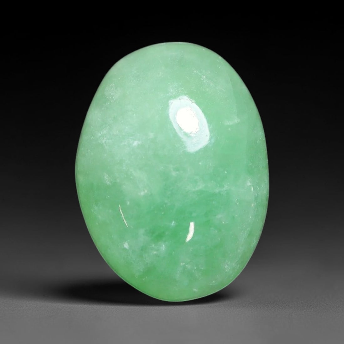 4.34ct Natural Burmese Type A Apple Green Jadeite Jade Cabochon Loose Gemstone, 5BV: This single loose natural Burmese Type A apple green jadeite jade cabochon, completely untreated, free of artificial dye, bleaching, or resin filling, preserving the original natural mineral crystal s