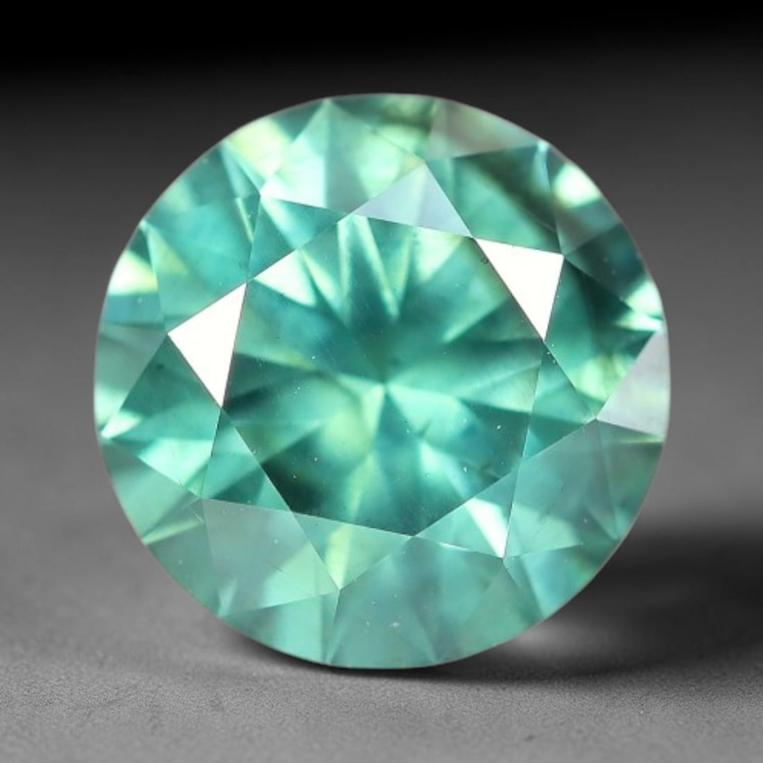 1.02 Carats Natural Teal Green Moissanite Loose Gemstone, 35FP: This lab-grown teal green moissanite measures 6.5x4mm, composed of silicon carbide with an outstanding refractive index that yields vivid, multi-hued sparkle in all lighting. Fine natural micro crysta