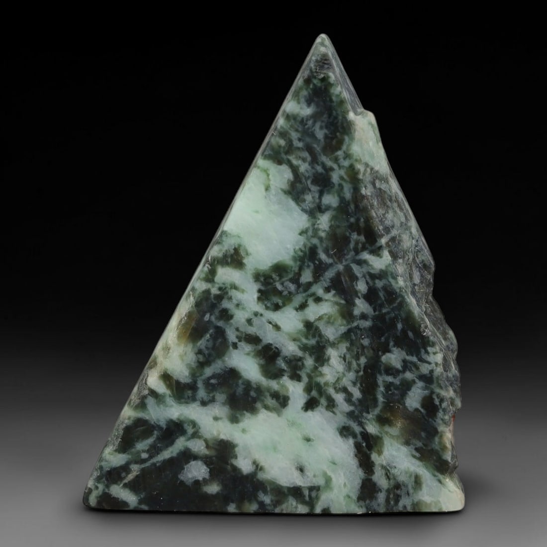 212ct Natural Type A Burmese Jadeite Jade Sliced Rough, 58AZ: This specimen is a sliced rough block of natural Type A Burmese jadeite jade. The interior displays natural colour zoning with visible mineral veining and crystalline patterns typical of unprocessed j