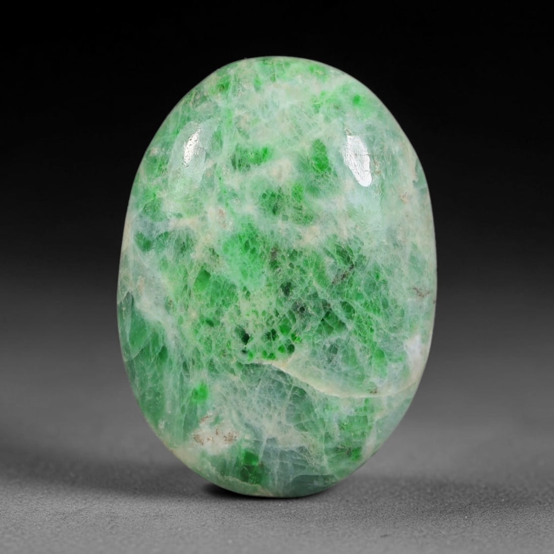 21.22ct Natural Burmese Type A Jadeite Jade Cabochon, 44AL: This single loose natural Burmese Type A jadeite jade cabochon, fully untreated with no dyeing, bleaching or resin impregnation, this genuine Type A jade retains its all-natural crystalline structure 