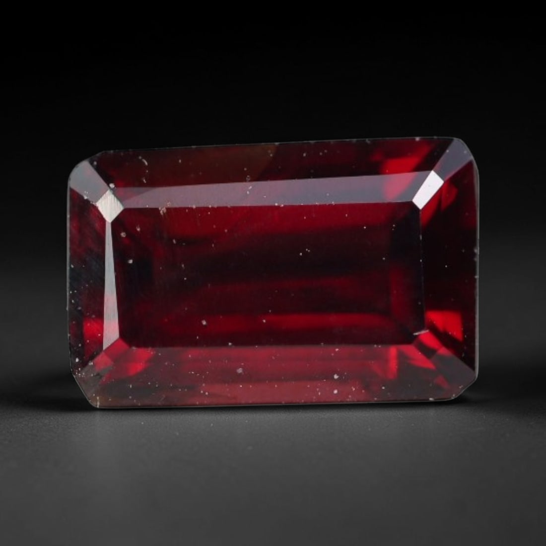 2.37ct Natural Mozambican Deep Crimson Red Faceted Almandine Garnet Loose Gemstone, 97BC: This meticulously faceted garnet features a dense, rich red crystalline body dotted with subtle micro mineral inclusions scattered evenly throughout its transparent interior, precision-cut reflective 