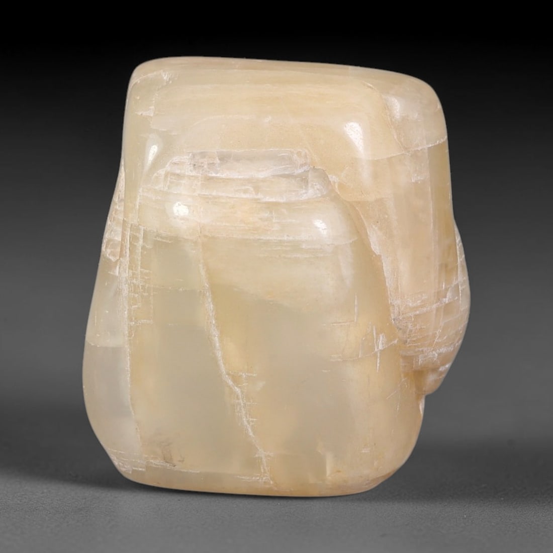 90ct Natural Ceylon Pale Cream White Moonstone Rough, 64AH: This smooth weathered moonstone rough carries soft pale cream white translucency with subtle internal silvery adularescent shimmer locked within its naturally tumbled surface, fine faint mineral veini
