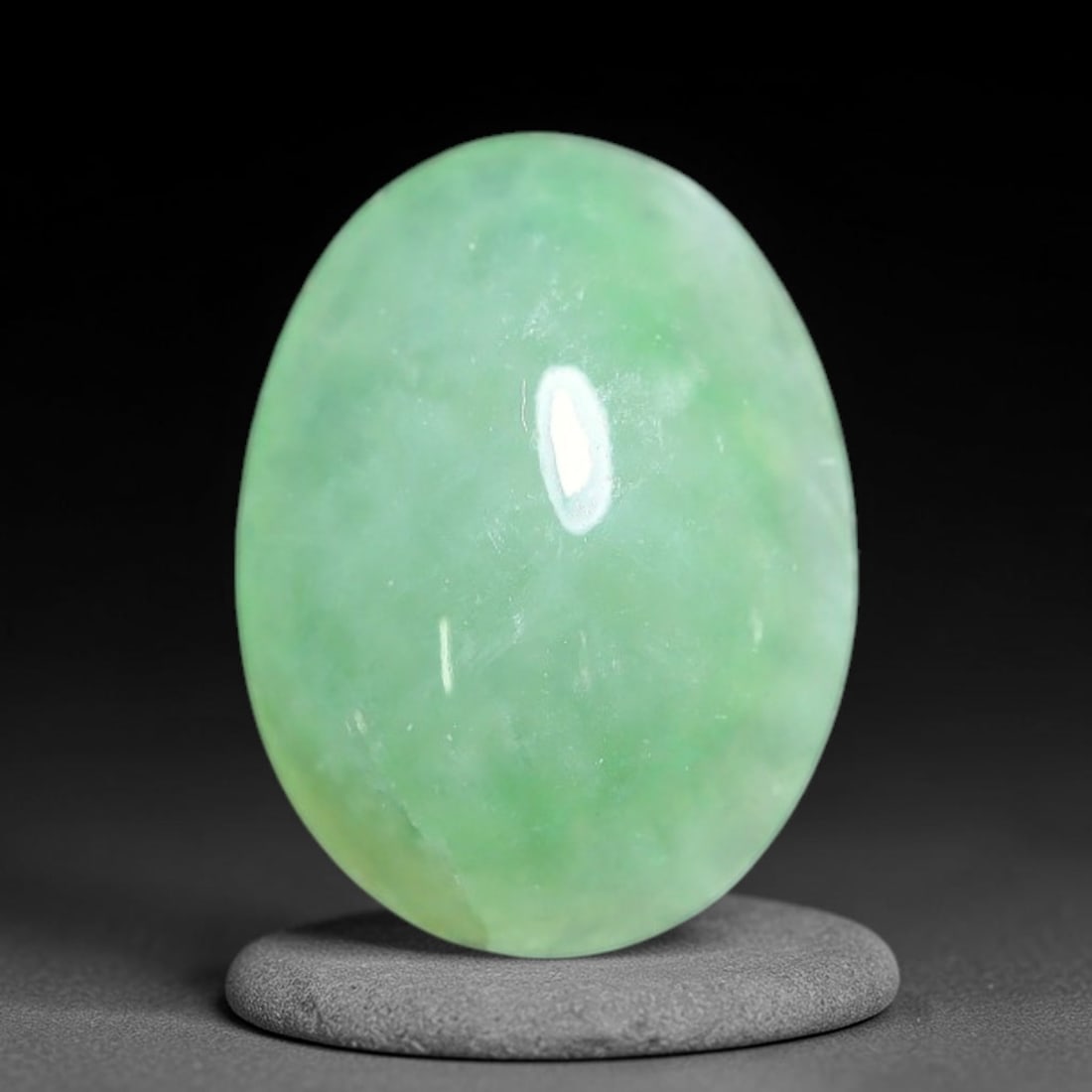 1.92ct Natural Burmese Type A Apple Green Jadeite Jade Cabochon Loose Gemstone, 19BV: This single loose natural Burmese Type A apple green jadeite jade cabochon, completely untreated, free of artificial dye, bleaching, or resin filling, preserving the original natural mineral crystal s