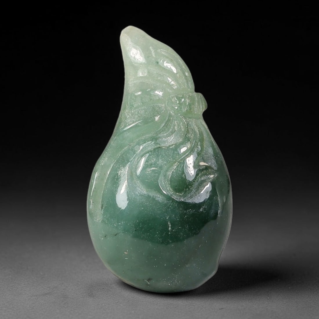 Natural Burmese Type A Jadeite Jade Hand Carved Pendant, 98BS: Artisan hand-carved untreated Burmese Type A jadeite jade pendant measuring 27x14 mm. Carefully sculpted with detailed relief craftsmanship and finished with a smooth glossy polish. Authentic Type A j