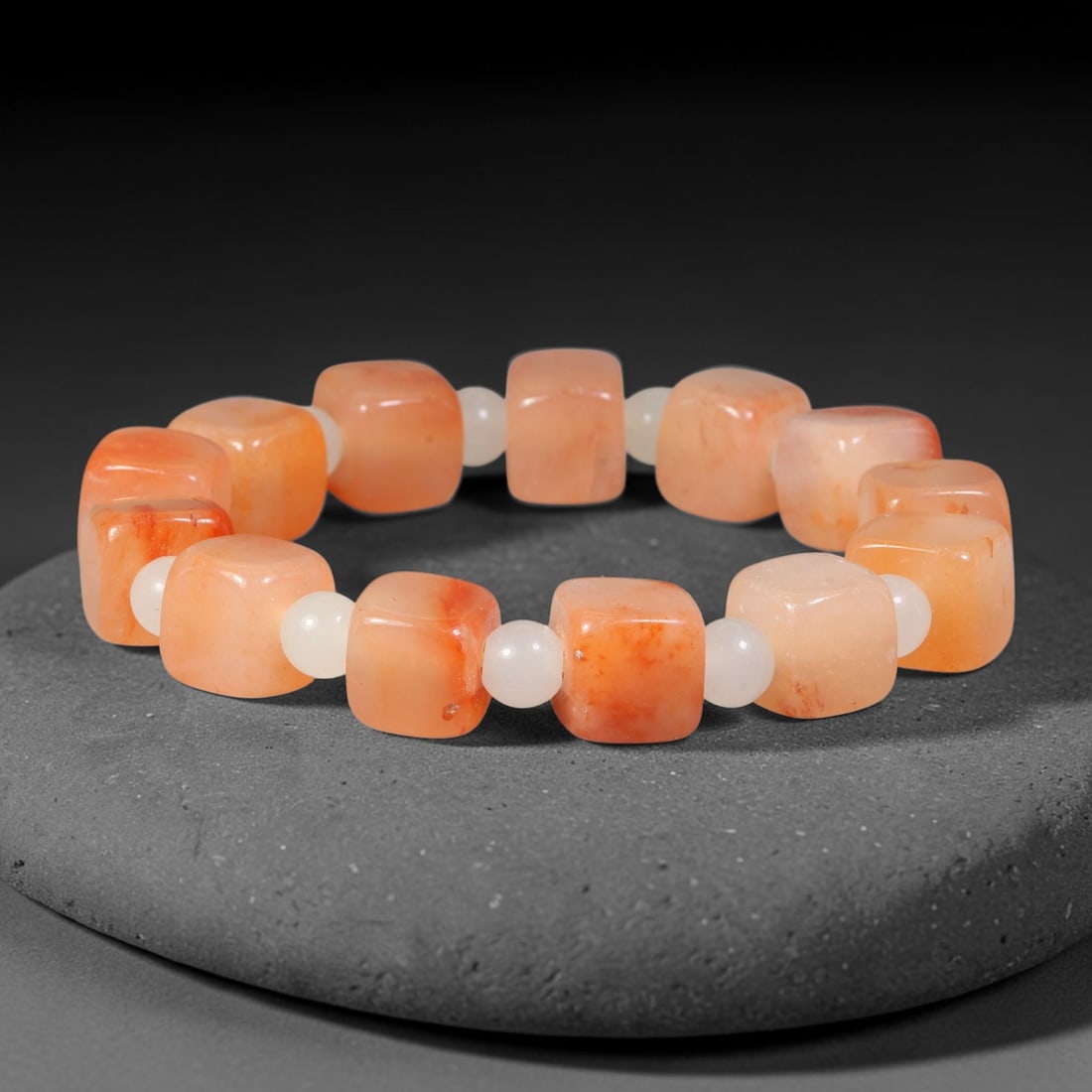 Natural Burmese Type A Jadeite Jade Beaded Bracelet, 46BK: Hand-strung bracelet crafted from polished untreated Burmese Type A jadeite jade beads. Every bead features smooth refined polishing with clean centered drill holes for sturdy flexible stringing. Auth