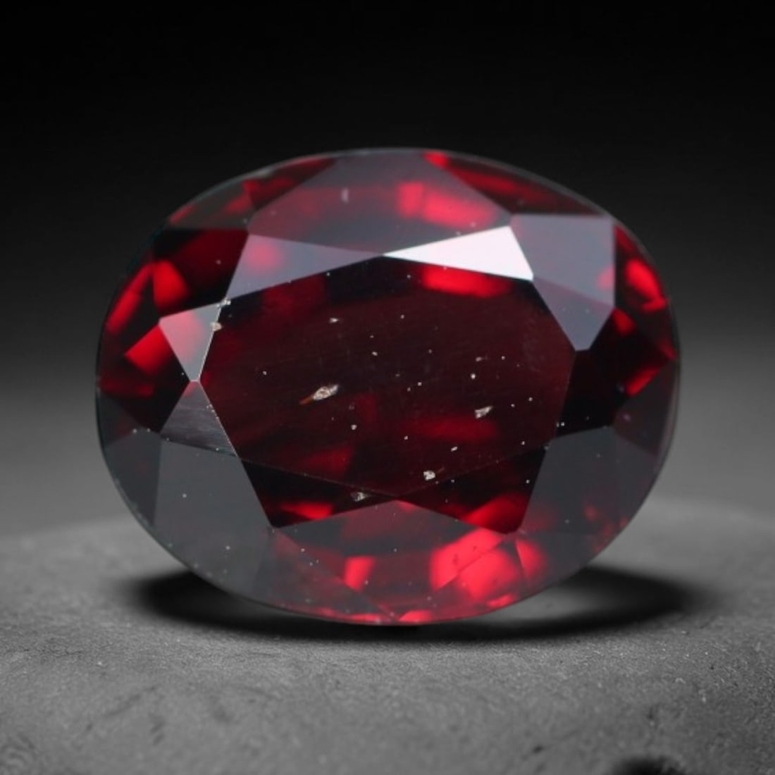 2.16ct Natural Mozambican Deep Crimson Red Faceted Almandine Garnet Loose Gemstone, 73BD: This meticulously faceted garnet features a dense, rich red crystalline body dotted with subtle micro mineral inclusions scattered evenly throughout its transparent interior, precision-cut reflective 