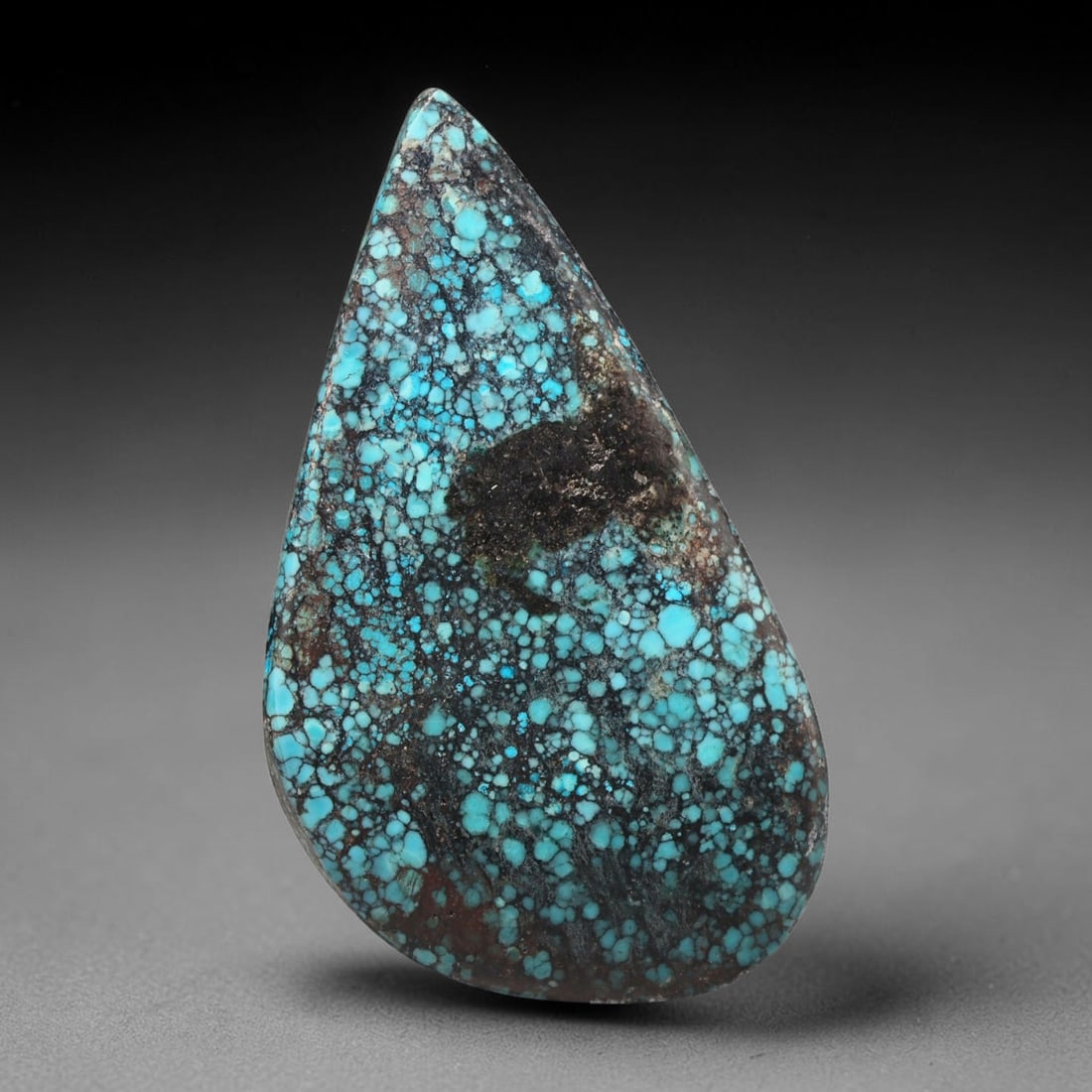 37ct Vintage Tibetan Natural Turquoise Freeform Cabochon Loose Gemstone, 67BW: Polished vintage Tibetan turquoise freeform cabochon loose gemstone, measuring 43x26 mm. Features characteristic natural matrix webbing and earthy mineral markings inherent to authentic Tibetan turquo