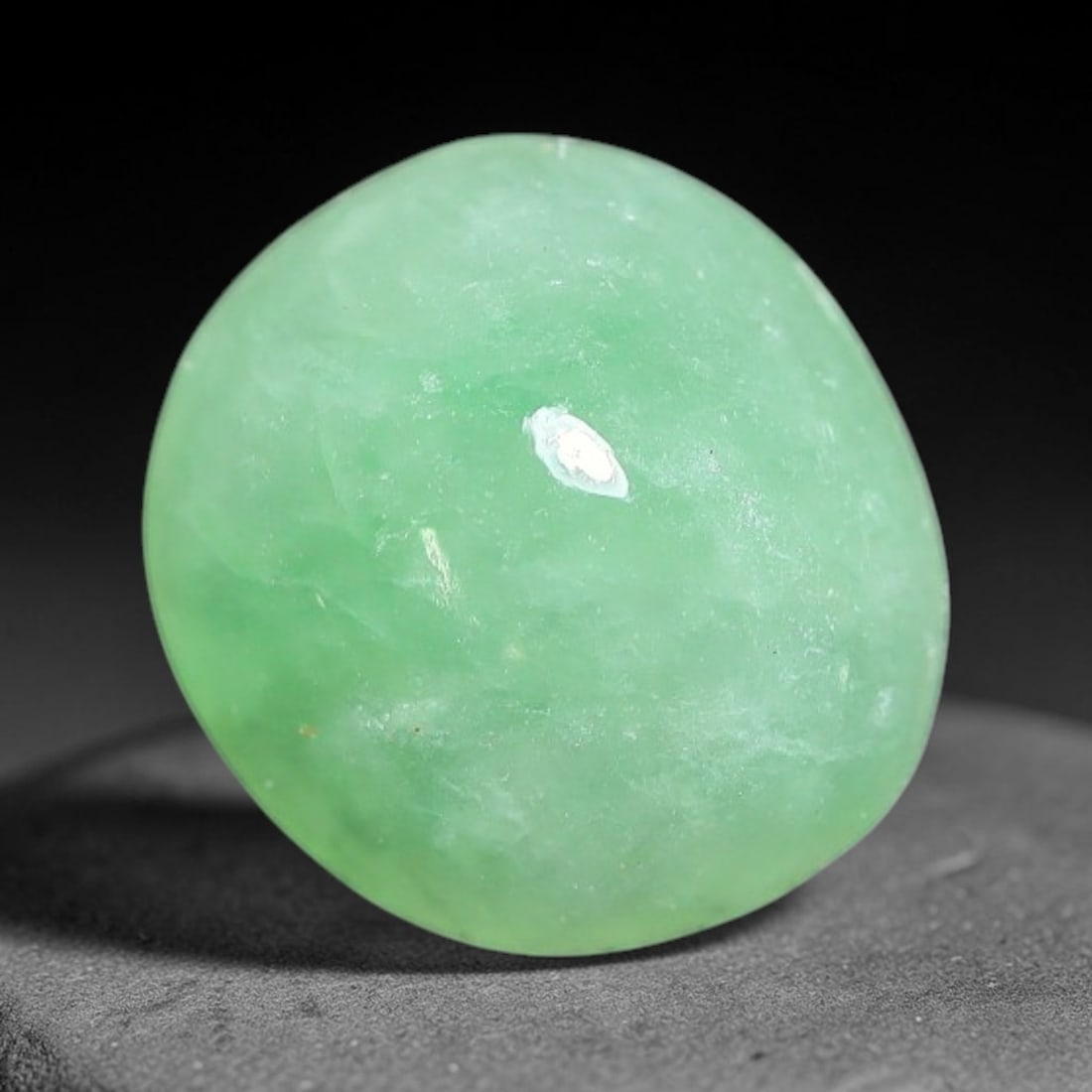 2.55ct Natural Burmese Type A Apple Green Jadeite Jade Cabochon Loose Gemstone, 12BV: This single loose natural Burmese Type A apple green jadeite jade cabochon, completely untreated, free of artificial dye, bleaching, or resin filling, preserving the original natural mineral crystal s