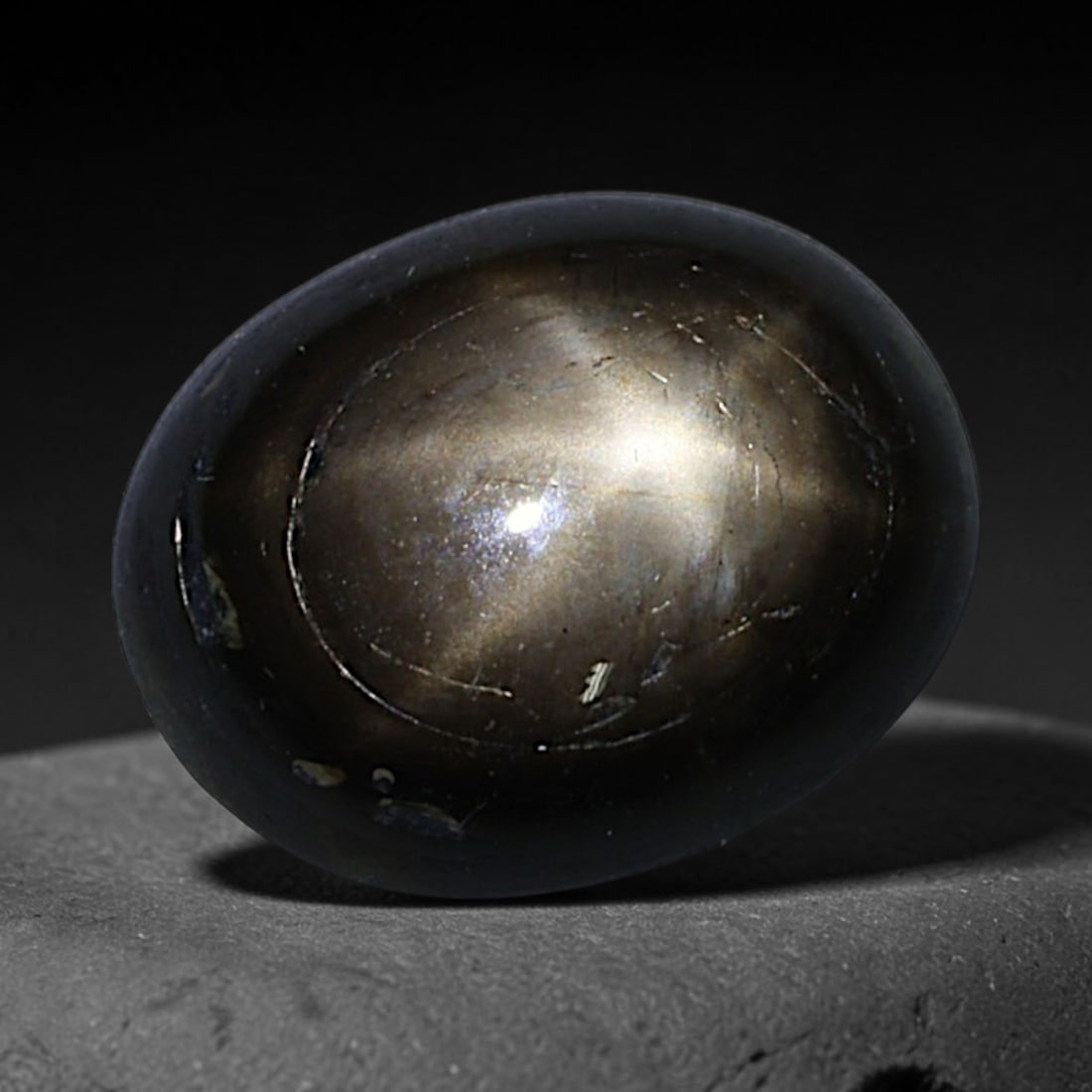2.52ct Natural Siamese 6-Ray Black Star Sapphire Loose Gemstone, 29BD: This polished star sapphire originates from classic Siamese mining deposits, featuring a deep dark crystalline base with fine native mineral traces trapped within its structure, sized at calibrated 8.