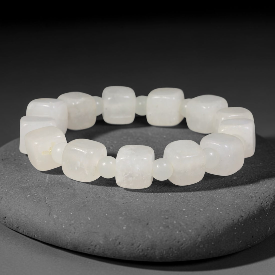 Natural Burmese Type A Jadeite Jade Beaded Bracelet 17mm Beads, 40BK: Hand-strung bracelet crafted from polished untreated Burmese Type A jadeite jade beads. Every bead features smooth refined polishing with clean centered drill holes for sturdy flexible stringing. Auth