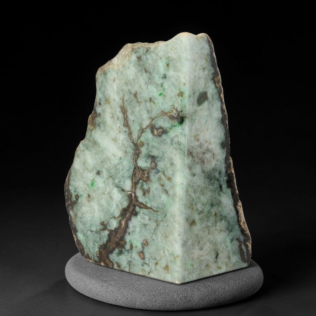 346g Natural Burmese Type A Jadeite Jade Polished Rough Block, 15EZ: This natural Burmese Type A jadeite jade rough block with partial polished surfaces revealing internal mineral characteristics. Dimensions measure 10x6.5cm, sourced from Myanmar, this specimen is idea
