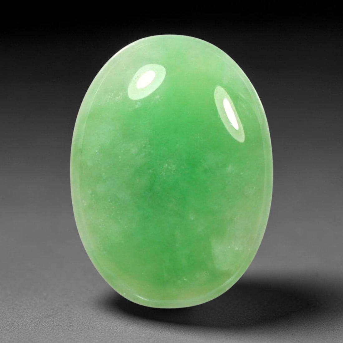 2.80ct Natural Burmese Type A Apple Green Jadeite Jade Cabochon, 99BP: This single loose natural Burmese Type A jadeite jade cabochon with exact dimensions of 12.5x9.2x2.5mm. It is completely untreated, free of artificial dye, bleaching, or resin filling, preserving the 