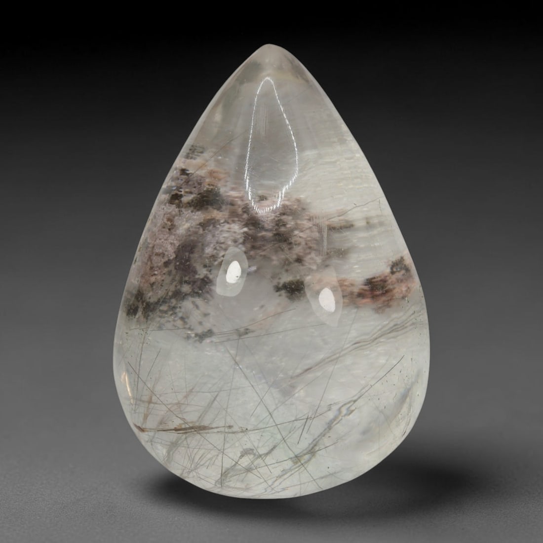 25ct Natural Brazilian Phantom Quartz Oval Cabochon Loose Gemstone, 9BP: This smoothly polished cabochon of natural phantom quartz preserves delicate layered phantom crystal formations enclosed inside transparent quartz host. The domed polished surface offers unobstructed 