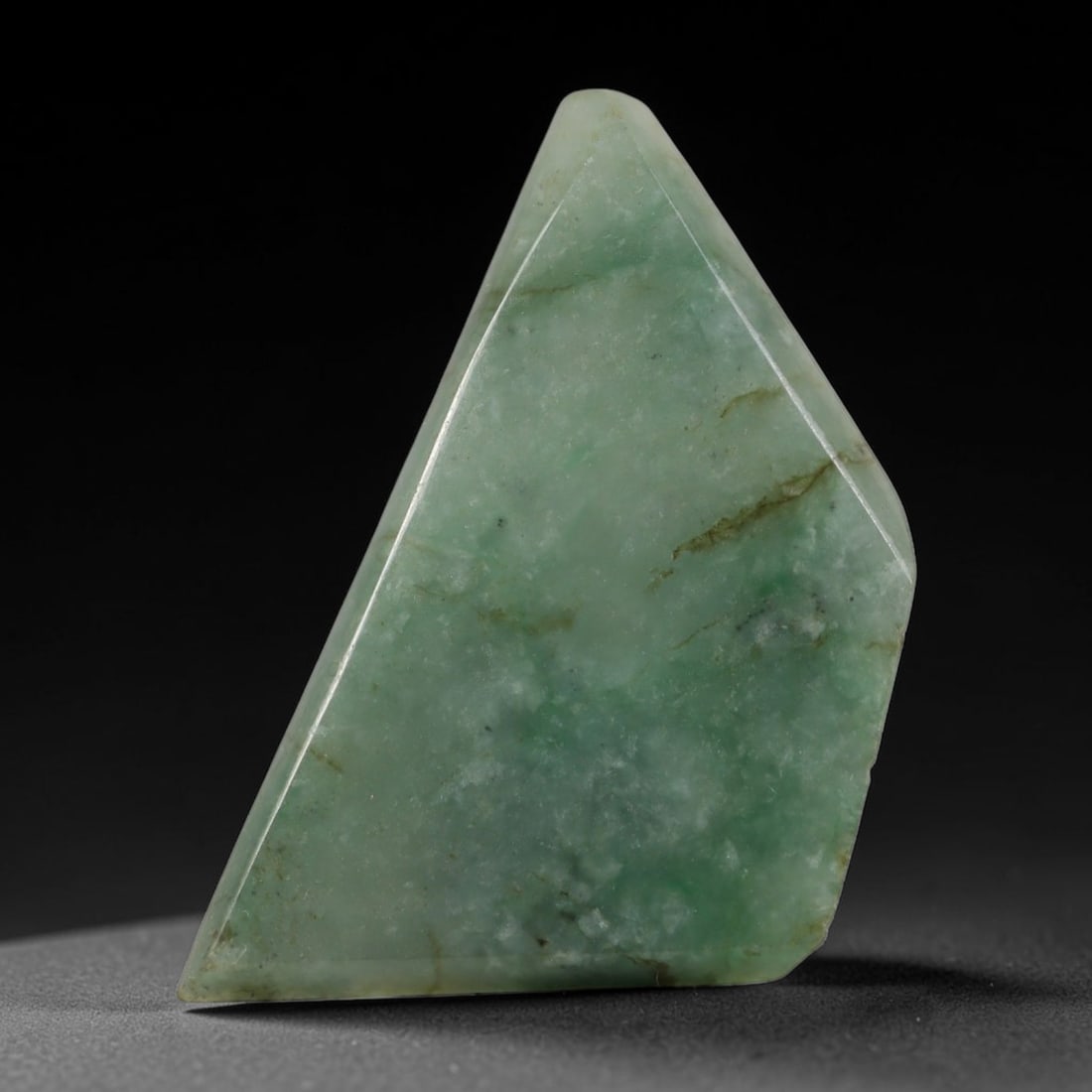 131ct Natural Type A Burmese Jadeite Jade Polished Sliced Rough, 93AZ: This specimen is a sliced rough block of natural Type A Burmese jadeite jade. The interior displays natural colour zoning with visible mineral veining and crystalline patterns typical of unprocessed j