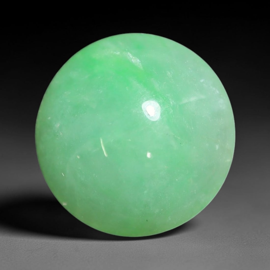4.72ct Natural Burmese Type A Apple Green Jadeite Jade Cabochon Loose Gemstone, 86BT: This single loose natural Burmese Type A jadeite jade cabochon with exact dimensions of 10.8x5.1mm. It is completely untreated, free of artificial dye, bleaching, or resin filling, preserving the orig