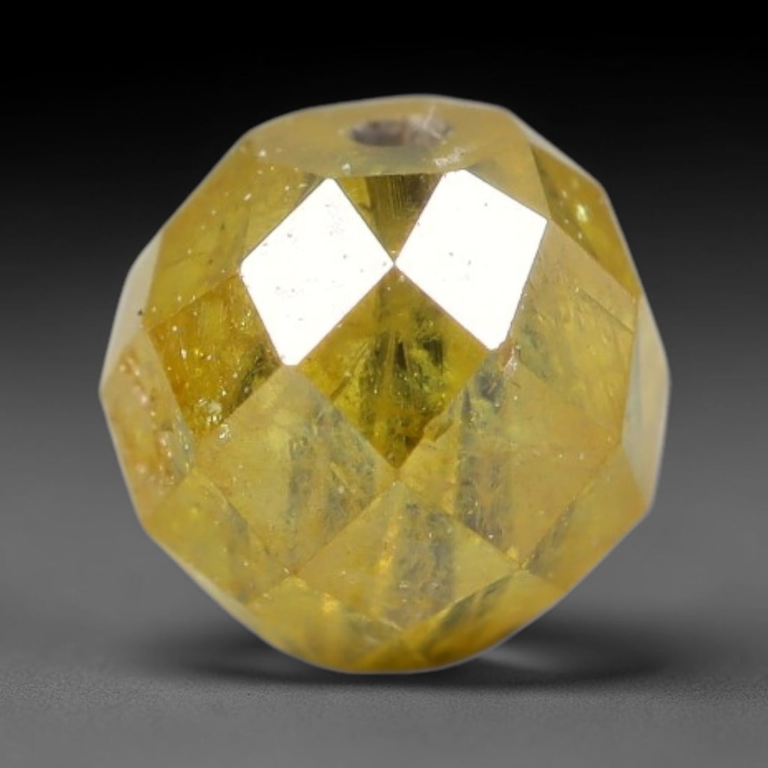 0.54ct Natural Fancy Faceted Diamond Bead Loose Gemstone, 93BE: This fully polished natural fancy diamond bead features warm pale yellowish crystalline body tone with abundant native mineral inclusions captured within its structure, measured at calibrated dimensio